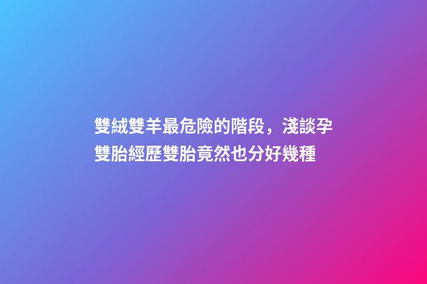 雙絨雙羊最危險的階段，淺談孕雙胎經歷雙胎竟然也分好幾種-第1張-觀點-玄機派