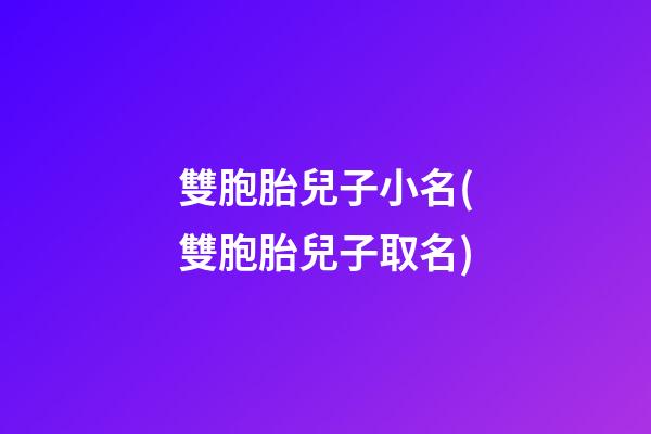 雙胞胎兒子小名(雙胞胎兒子取名)