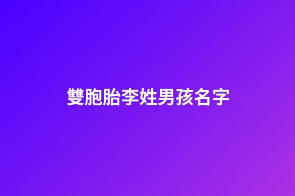雙胞胎李姓男孩名字(雙胞胎男孩姓李取什么名字好)-第1張-男孩起名-玄機派