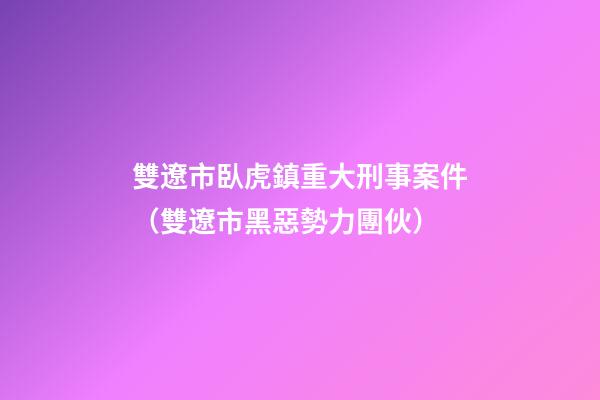 雙遼市臥虎鎮重大刑事案件（雙遼市黑惡勢力團伙）-第1張-觀點-玄機派