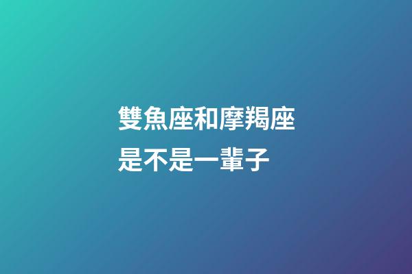 雙魚座和摩羯座是不是一輩子-第1張-星座運勢-玄機派