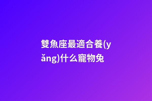 雙魚座最適合養(yǎng)什么寵物兔-第1張-星座運勢-玄機派