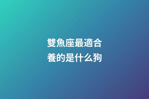 雙魚座最適合養的是什么狗-第1張-星座運勢-玄機派