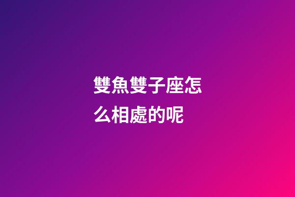 雙魚雙子座怎么相處的呢-第1張-星座運勢-玄機派