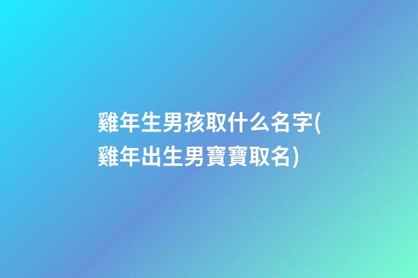 雞年生男孩取什么名字(雞年出生男寶寶取名)