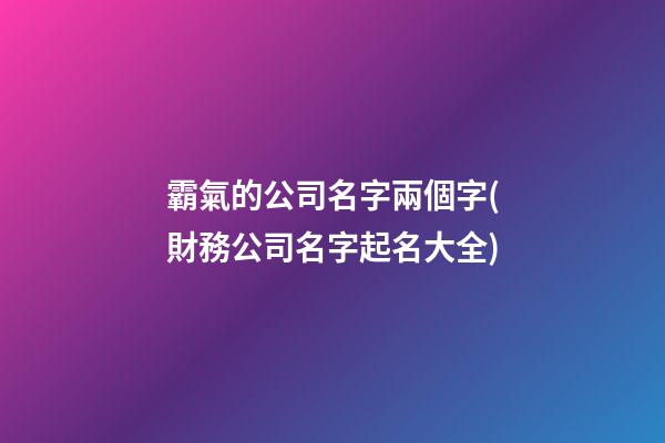 霸氣的公司名字兩個字(財務公司名字起名大全)