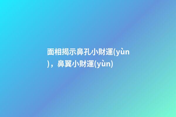 面相揭示鼻孔小財運(yùn)，鼻翼小財運(yùn)