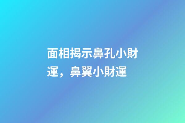 面相揭示鼻孔小財運，鼻翼小財運