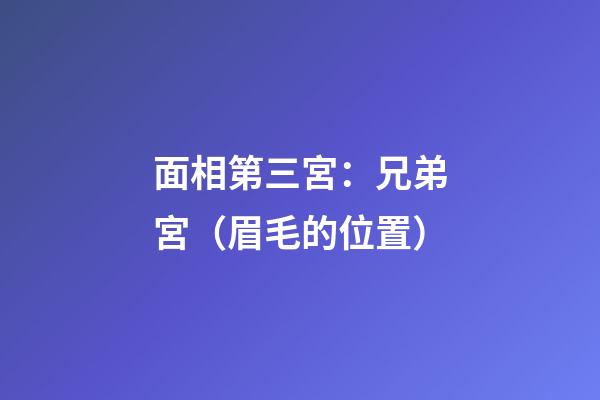 面相第三宮：兄弟宮（眉毛的位置）