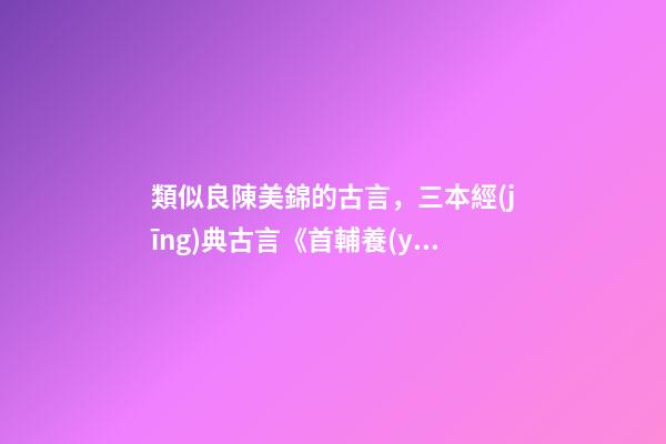 類似良陳美錦的古言，三本經(jīng)典古言《首輔養(yǎng)成手冊(cè)》《恰逢雨連天》《良陳美錦》-第1張-觀點(diǎn)-玄機(jī)派