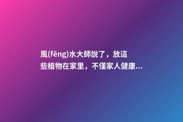 風(fēng)水大師說了，放這些植物在家里，不僅家人健康！還招財旺運！