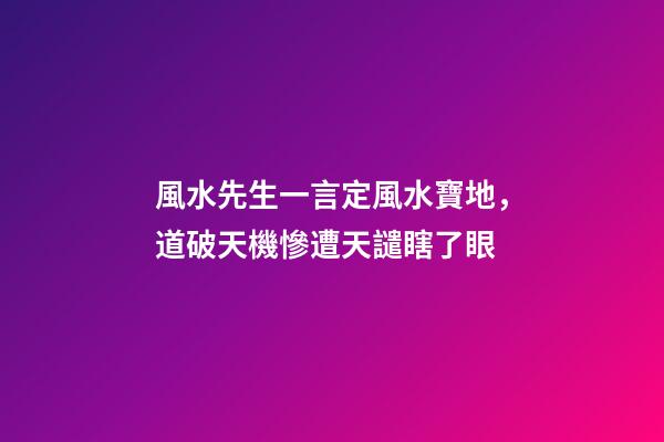 風水先生一言定風水寶地，道破天機慘遭天譴瞎了眼