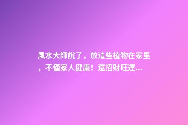 風水大師說了，放這些植物在家里，不僅家人健康！還招財旺運！