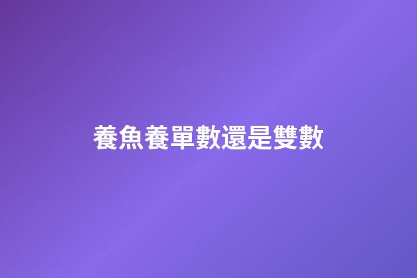 養魚養單數還是雙數
