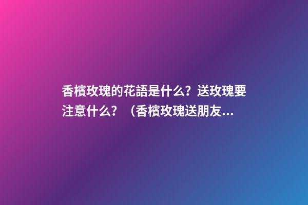香檳玫瑰的花語是什么？送玫瑰要注意什么？（香檳玫瑰送朋友的花語是什么?）