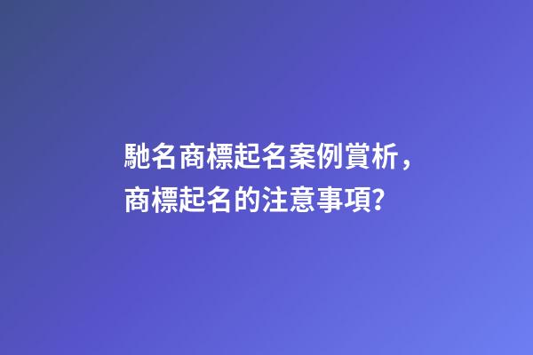 馳名商標起名案例賞析，商標起名的注意事項？-第1張-商標起名-玄機派