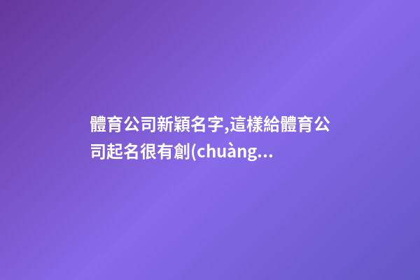 體育公司新穎名字,這樣給體育公司起名很有創(chuàng)意-第1張-公司起名-玄機(jī)派