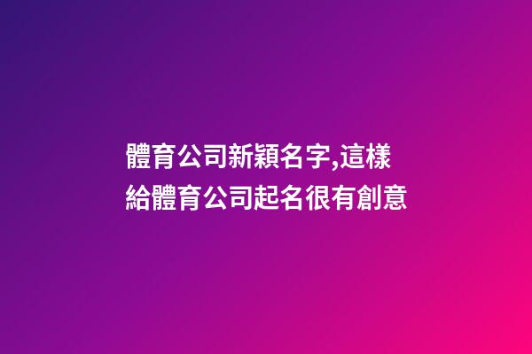 體育公司新穎名字,這樣給體育公司起名很有創意-第1張-公司起名-玄機派