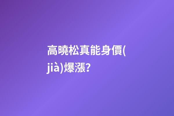 高曉松真能身價(jià)爆漲？