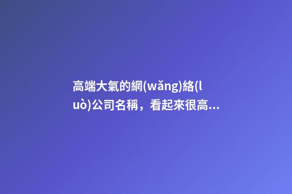 高端大氣的網(wǎng)絡(luò)公司名稱，看起來很高端的公司名稱