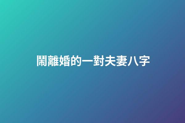 鬧離婚的一對夫妻八字