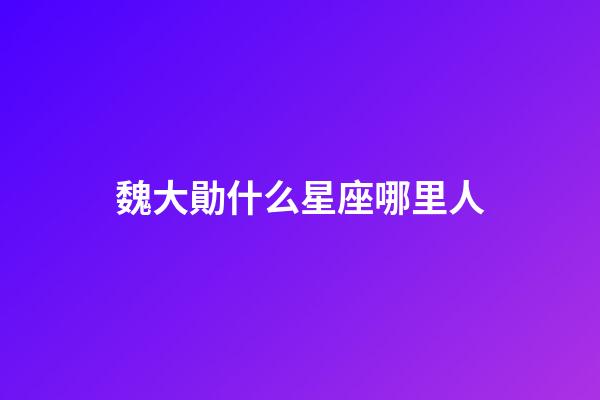 魏大勛什么星座哪里人-第1張-星座運勢-玄機派