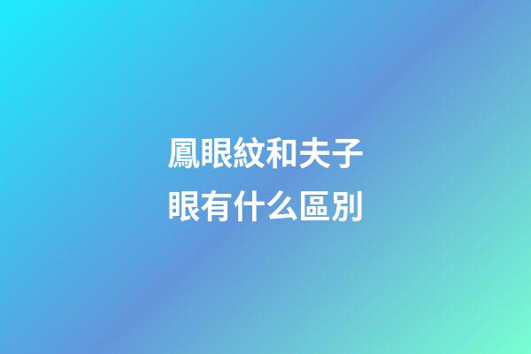 鳳眼紋和夫子眼有什么區別
