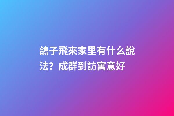 鴿子飛來家里有什么說法？成群到訪寓意好
