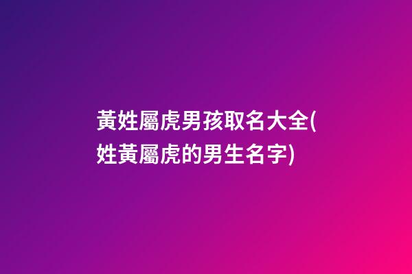 黃姓屬虎男孩取名大全(姓黃屬虎的男生名字)