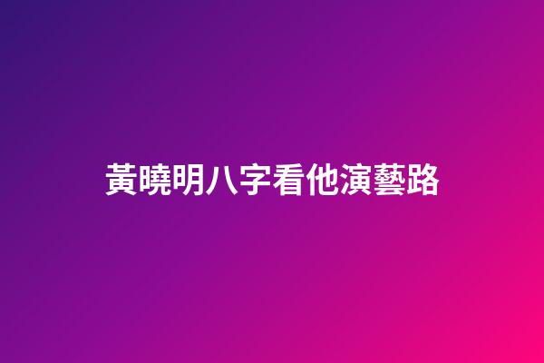 黃曉明八字看他演藝路
