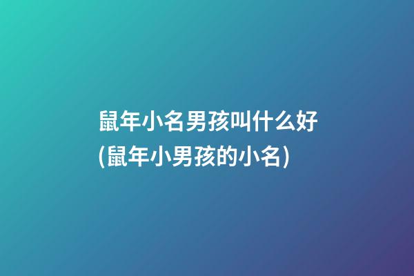 鼠年小名男孩叫什么好(鼠年小男孩的小名)