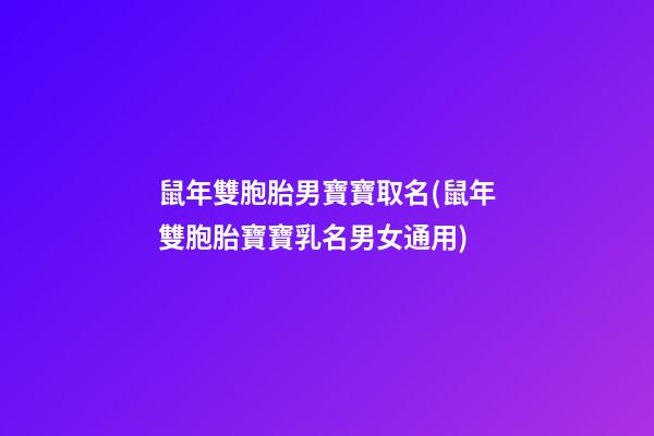 鼠年雙胞胎男寶寶取名(鼠年雙胞胎寶寶乳名男女通用)