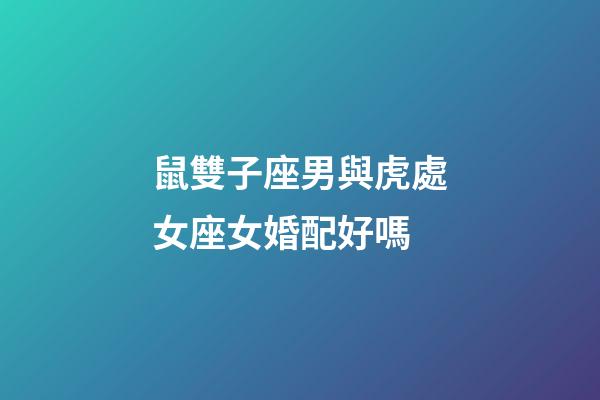 鼠雙子座男與虎處女座女婚配好嗎-第1張-星座運勢-玄機派