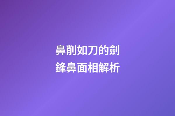 鼻削如刀的劍鋒鼻面相解析