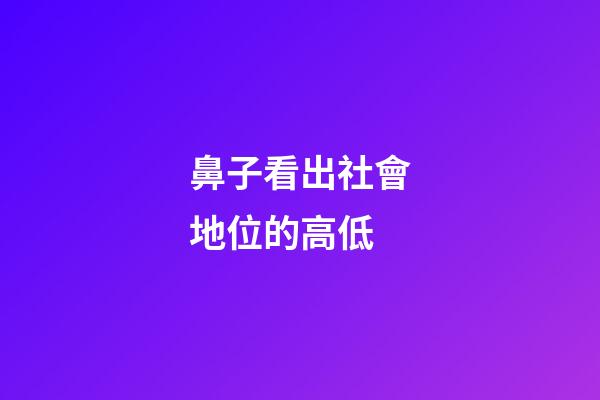 鼻子看出社會地位的高低