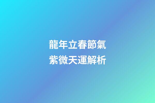 龍年立春節氣紫微天運解析